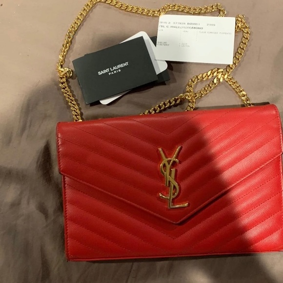 Yves Saint Laurent Handbags - Ysl red chainlink bag